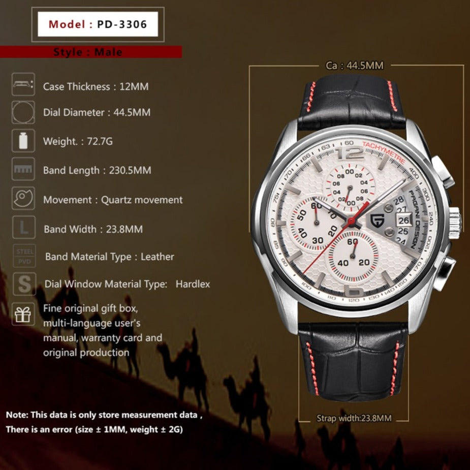 Pagani Design Model 3306 Quartz Sport Chronograph.