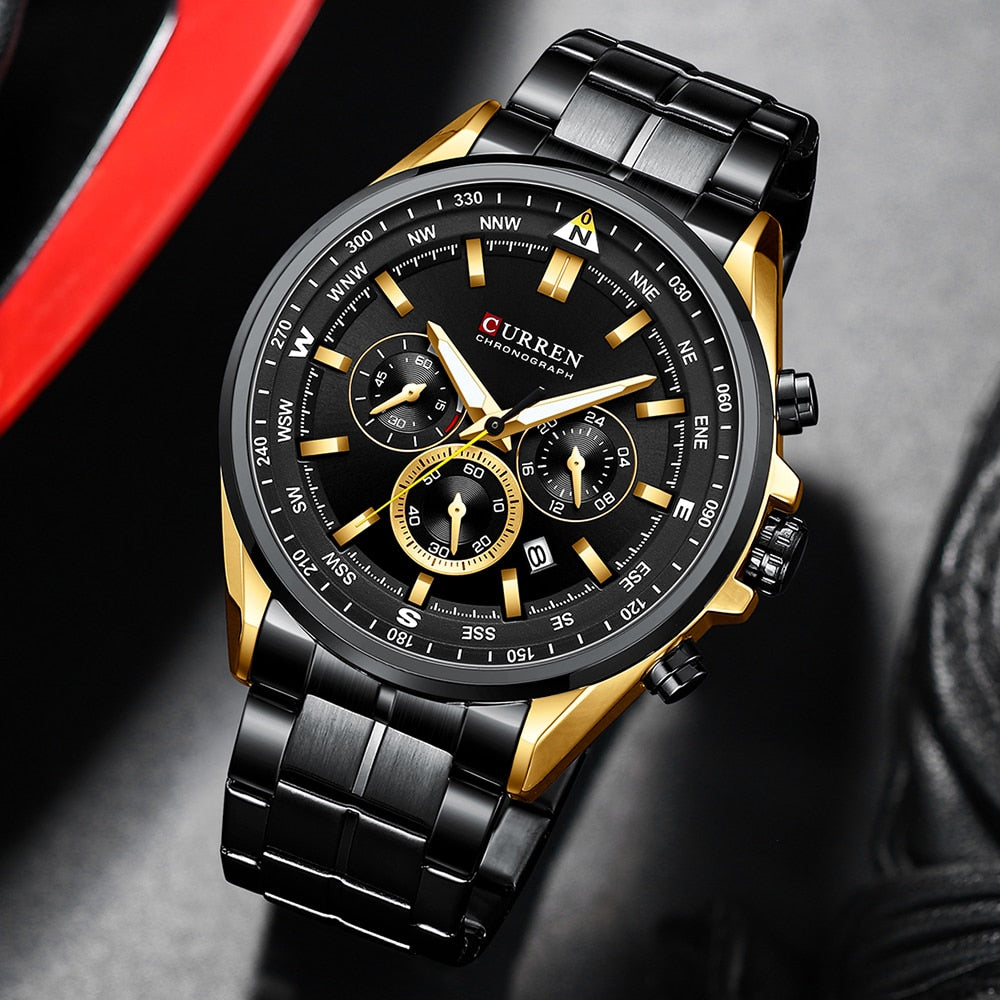 Curren 8399 Stainless Steel Quartz Chronograph.