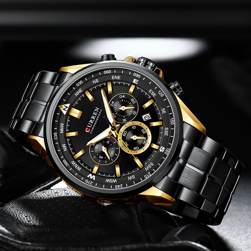 Curren 8399 Stainless Steel Quartz Chronograph.