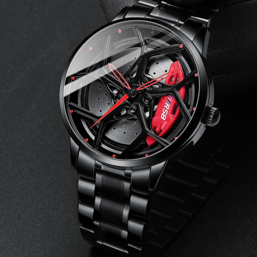 close angle close up of Nektom Alloy Wheel Rim Style Watch available from FiveTo.co.uk