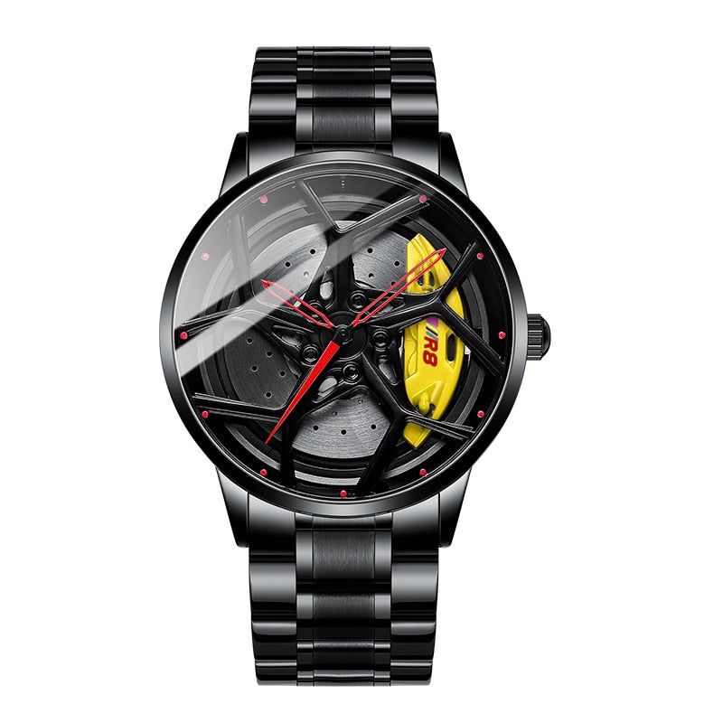 Yellow/Steel Nektom Alloy Wheel Rim Style Watch available from FiveTo.co.uk