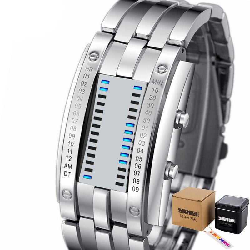Silver with box Skmei LED Segment Display Watch from fiveto.co.uk