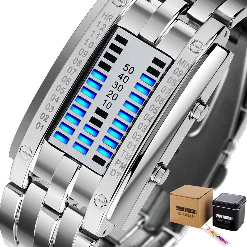 Silver Skmei LED Segment Display Watch from fiveto.co.uk