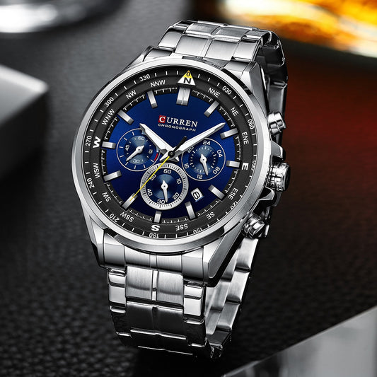 Curren 8399 Stainless Steel Quartz Chronograph.