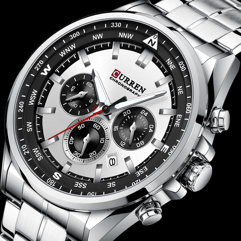 Curren 8399 Stainless Steel Quartz Chronograph.