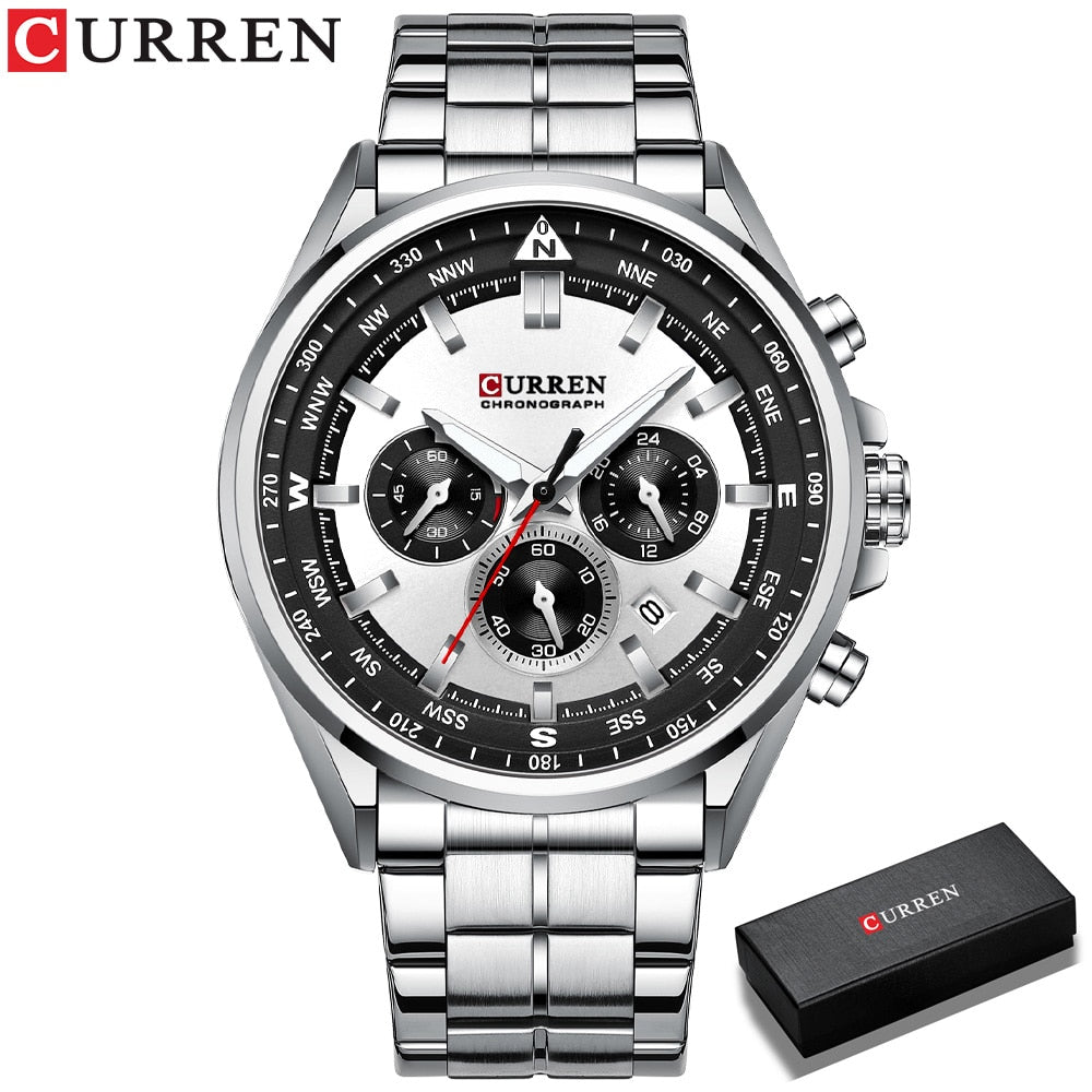 Curren 8399 Stainless Steel Quartz Chronograph.