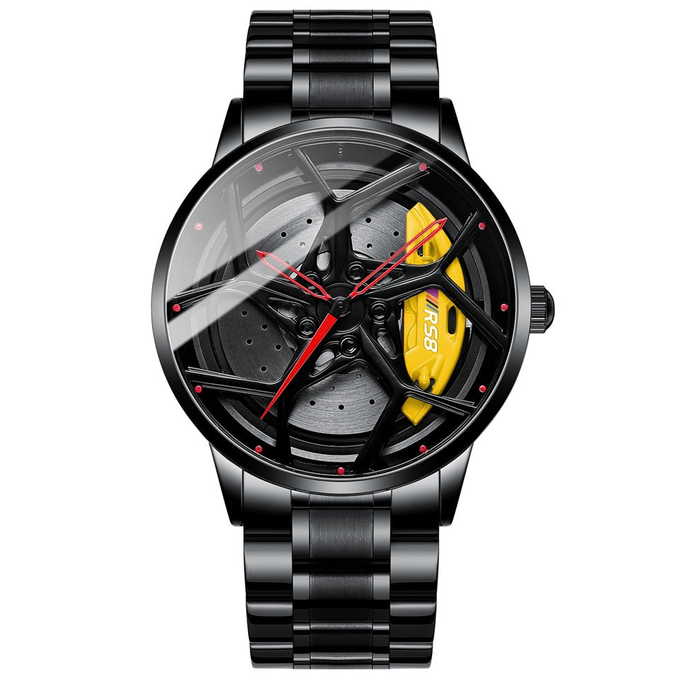 Yellow/Steel Nektom Alloy Wheel Rim Style Watch available from FiveTo.co.uk