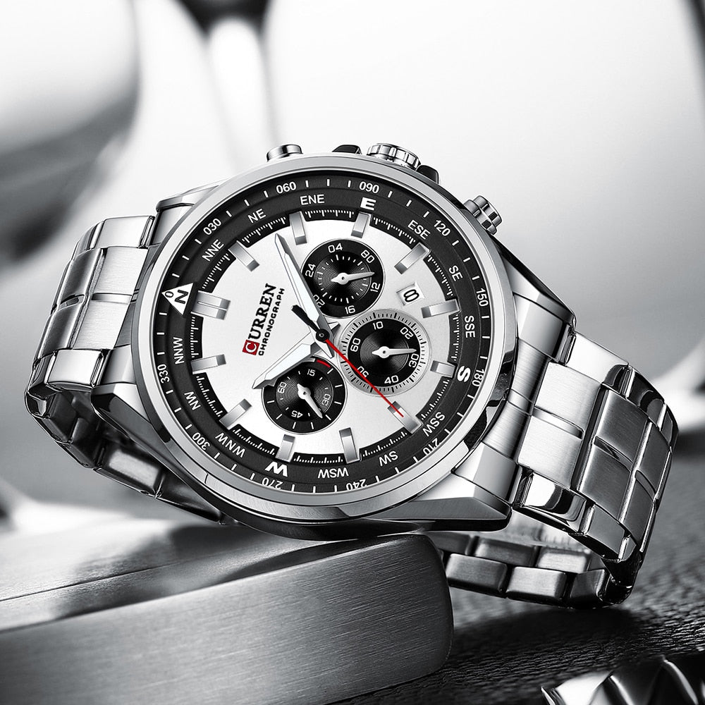Curren 8399 Stainless Steel Quartz Chronograph.