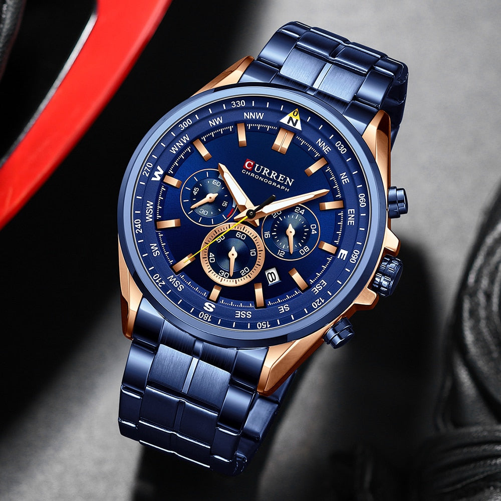 Curren 8399 Stainless Steel Quartz Chronograph.