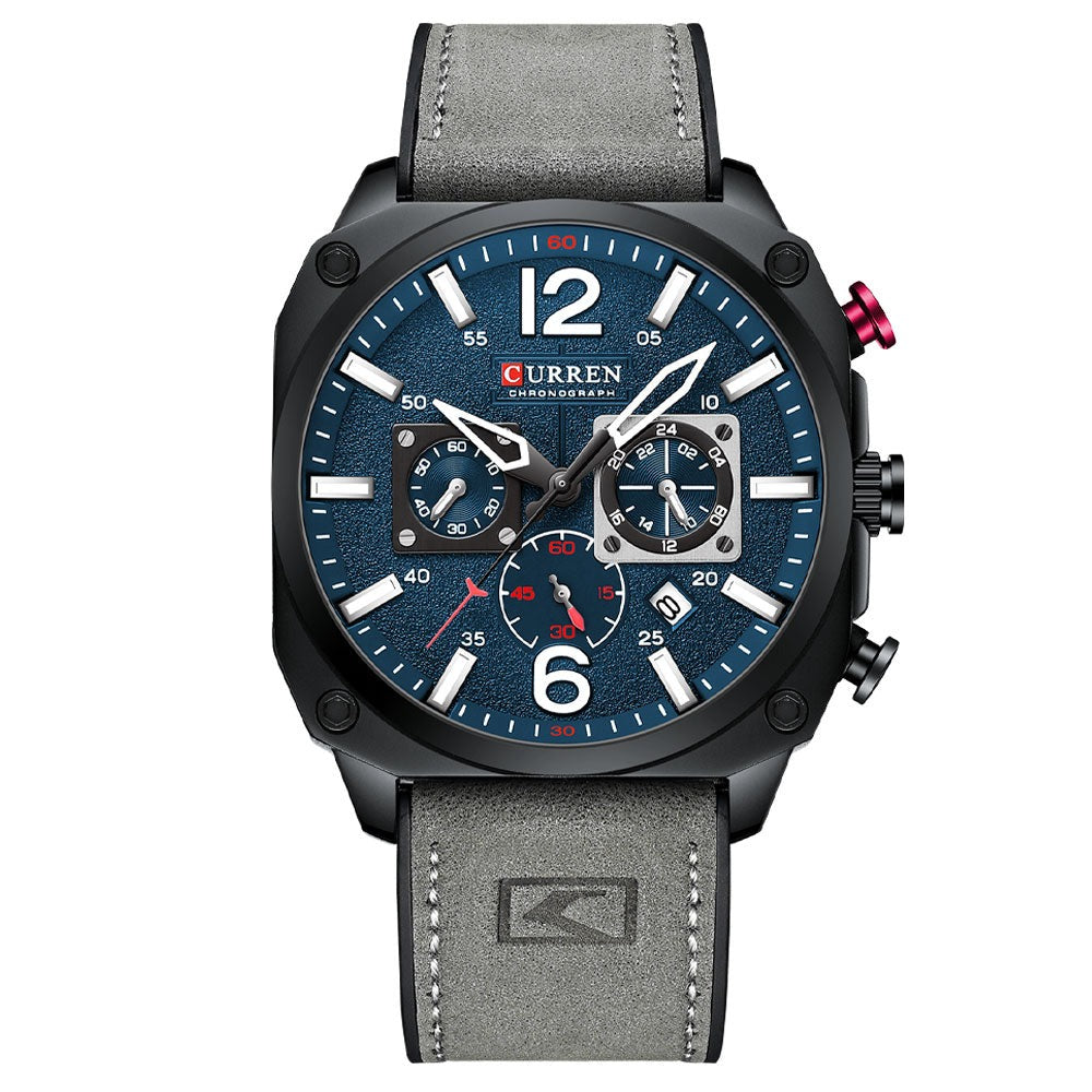 Curren 9398 Quartz Chronograph with Leather Strap
