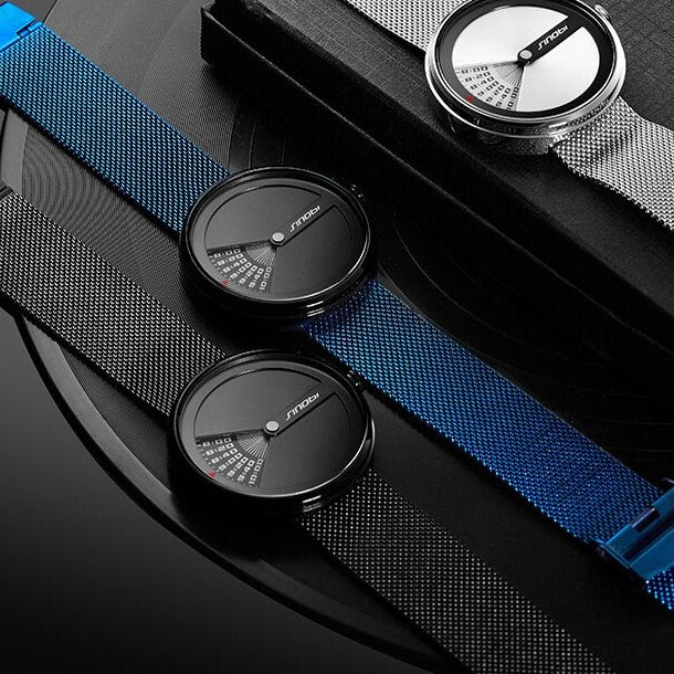 Range Sinobi 9784 Window View Quartz Watch Stainless, Steel Mesh Strap from fiveto.co.uk