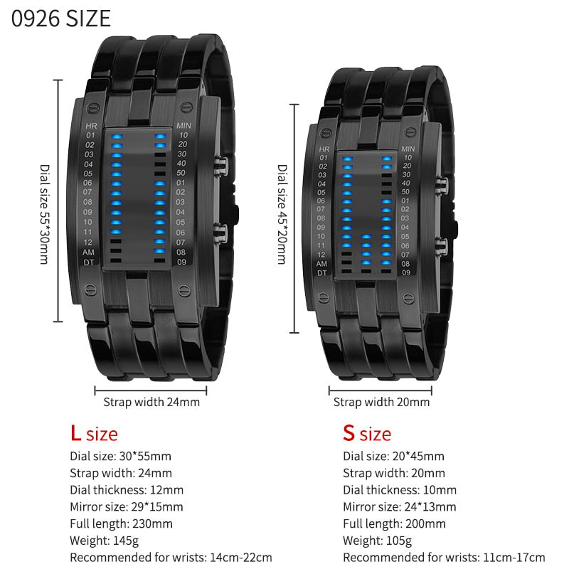 two Sizes details for Skmei LED Segment Display Watch from fiveto.co.uk