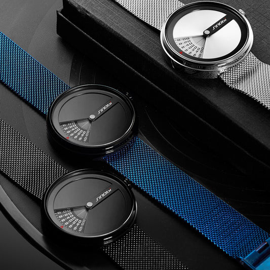 Range close up Sinobi 9784 Window View Quartz Watch Stainless, Steel Mesh Strap from fiveto.co.uk
