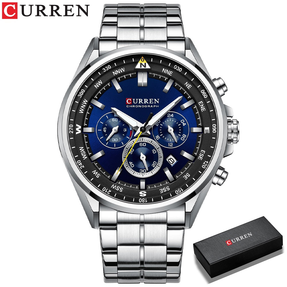 Curren 8399 Stainless Steel Quartz Chronograph.