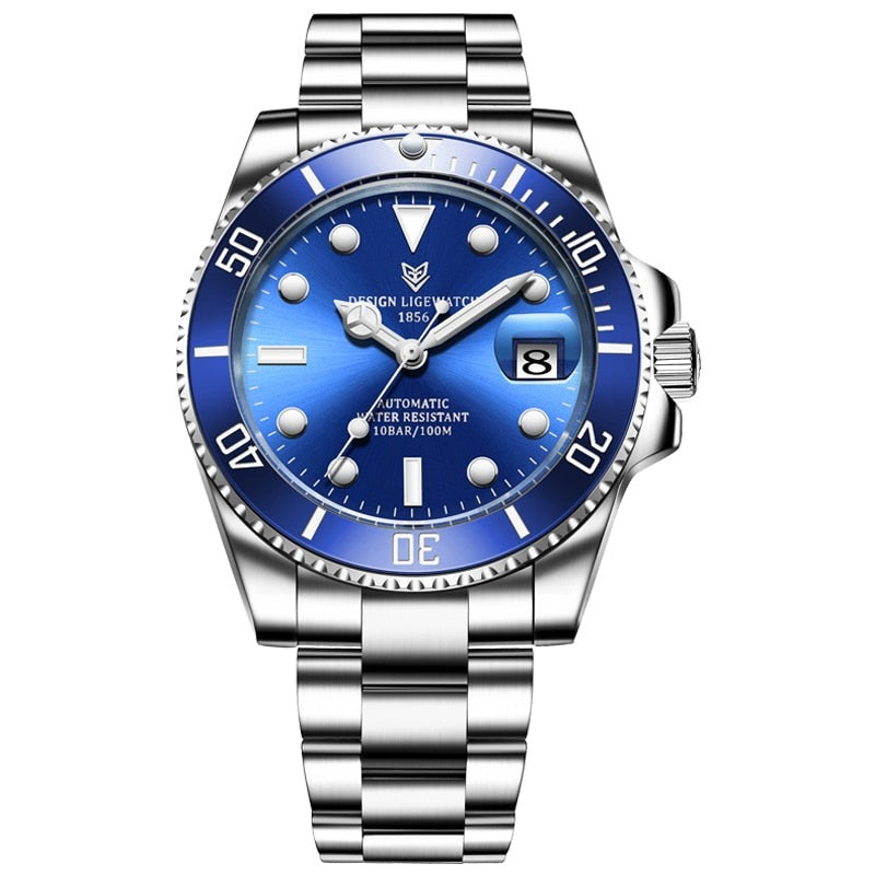 Blue Lige 6801 Automatic Mechanical Sapphire Glass 316L Stainless Steel Watch from FiveTo.co.uk