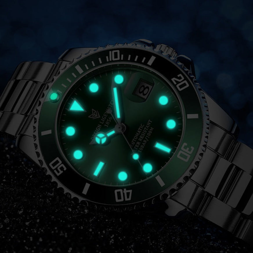 Lige 6801 Automatic Mechanical Sapphire Glass 316L Stainless Steel Watch from FiveTo.co.uk