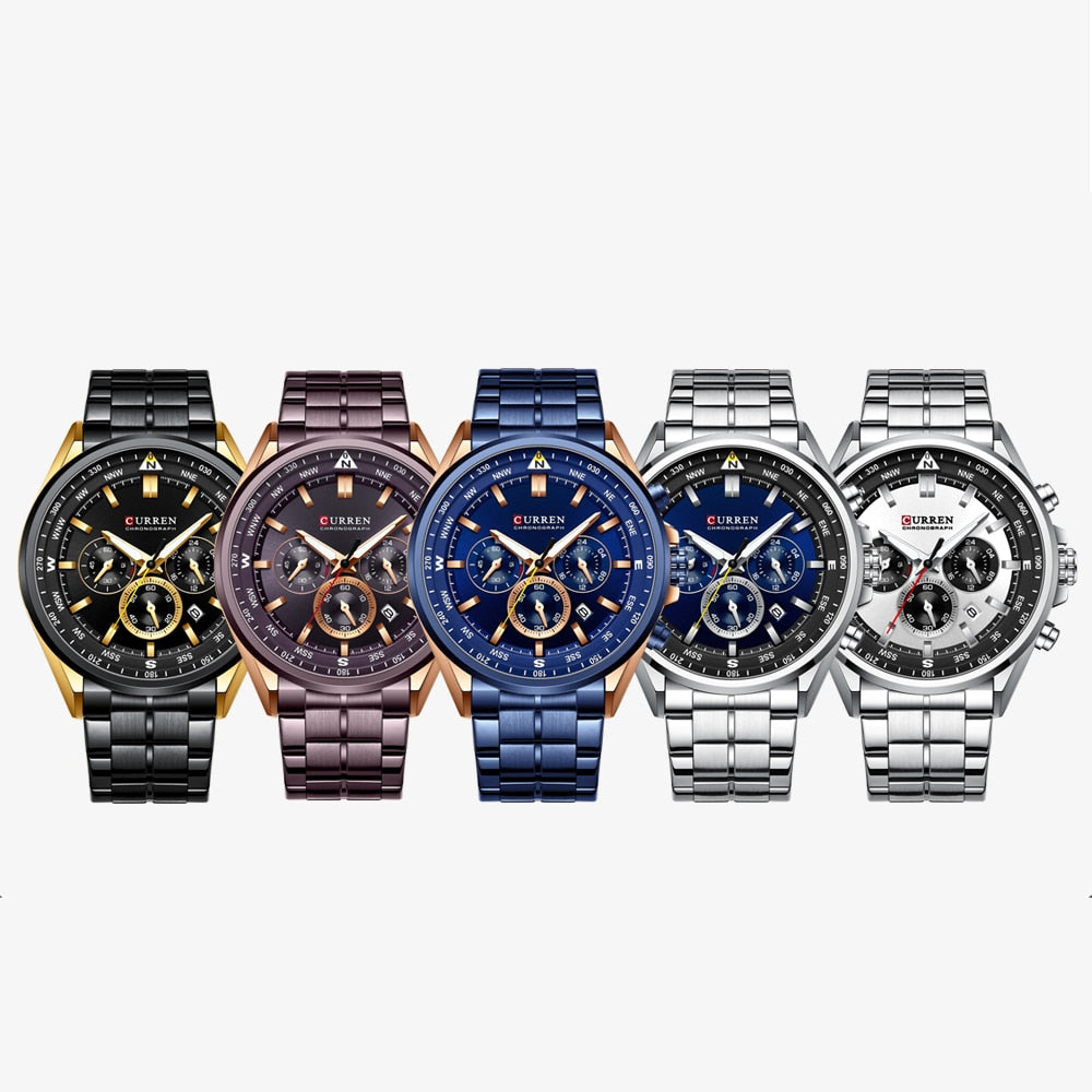 Curren 8399 Stainless Steel Quartz Chronograph.