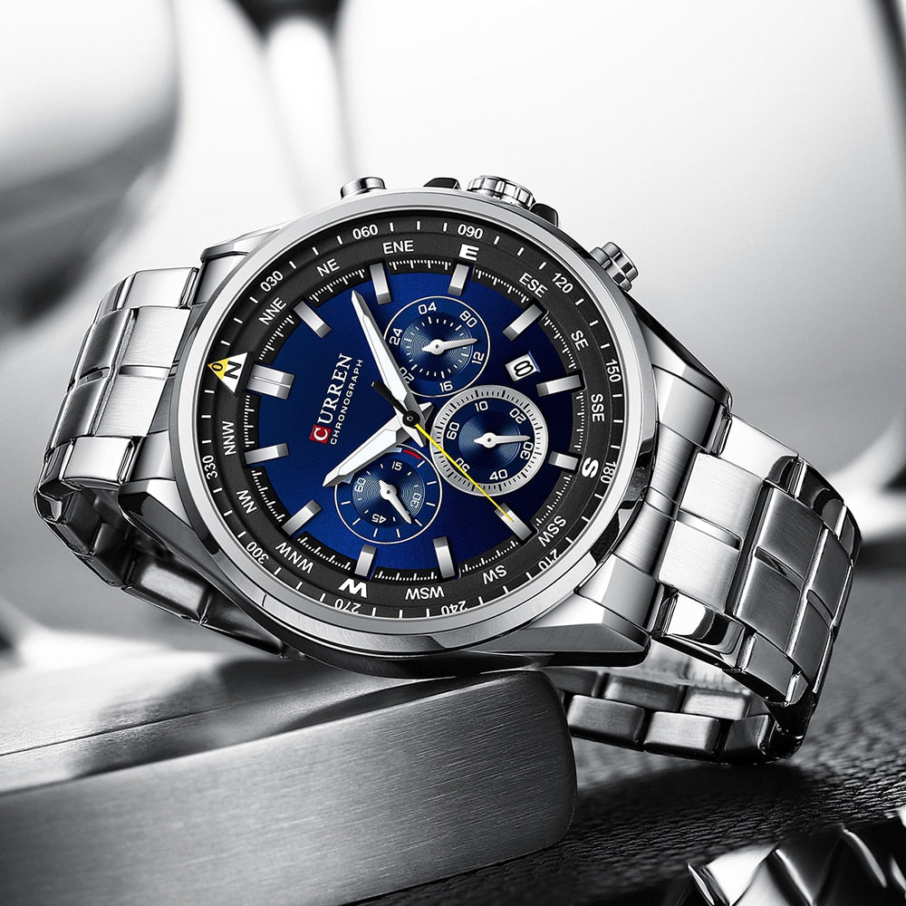 Curren 8399 Stainless Steel Quartz Chronograph.