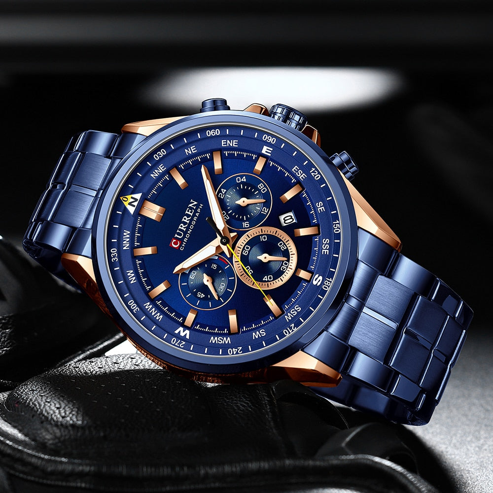Curren 8399 Stainless Steel Quartz Chronograph.