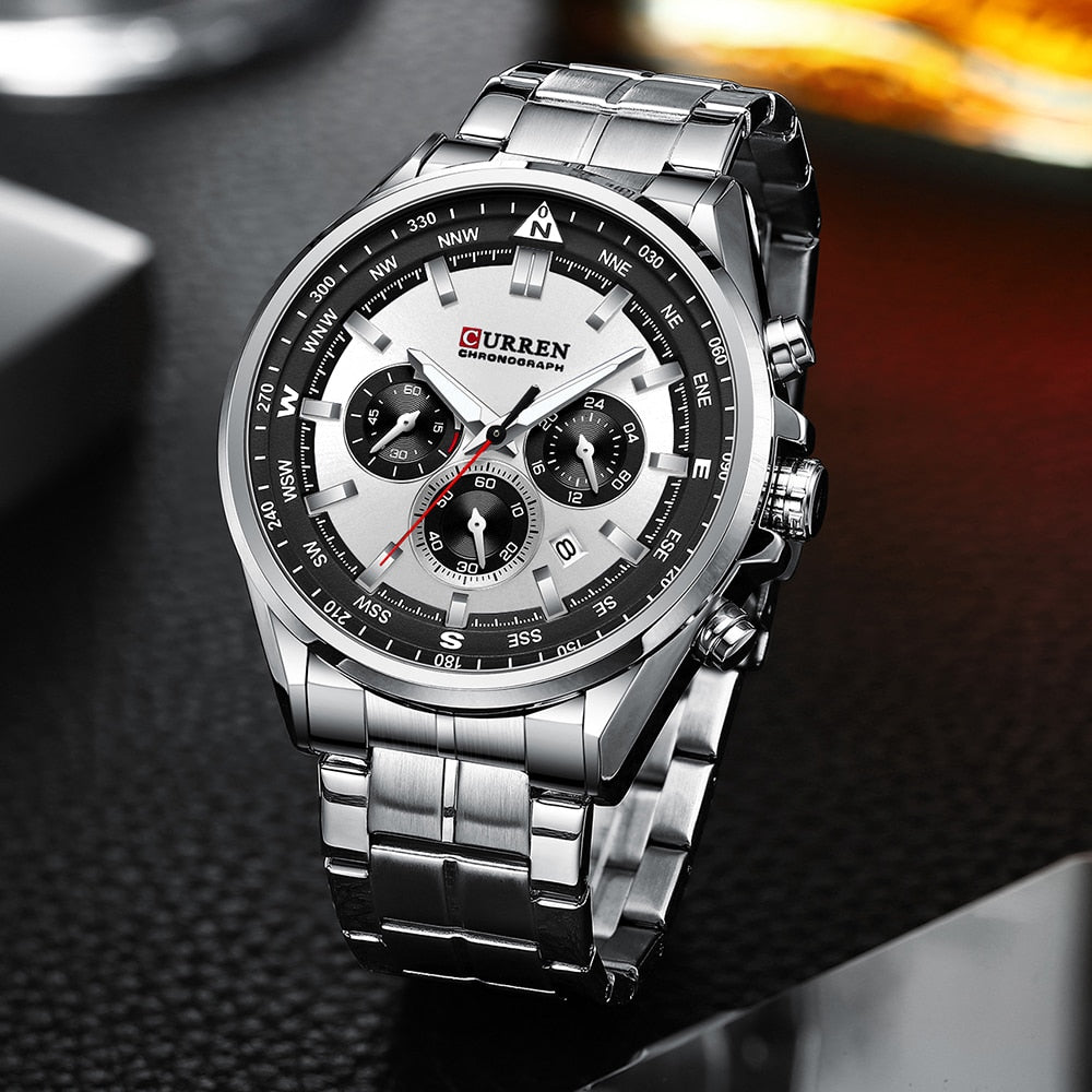 Curren 8399 Stainless Steel Quartz Chronograph.