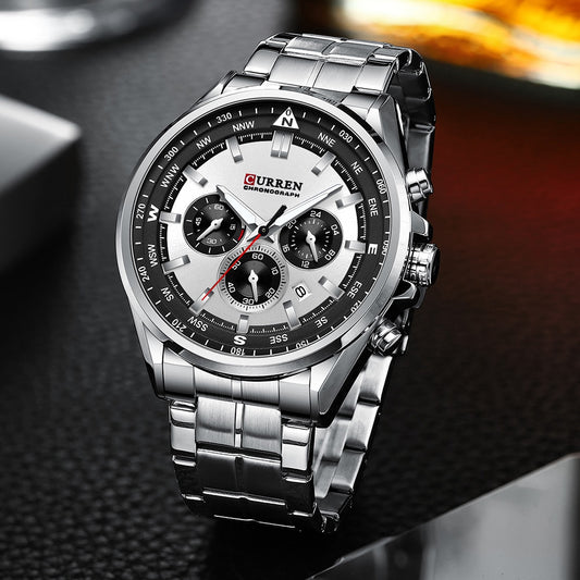 Curren 8399 Stainless Steel Quartz Chronograph.