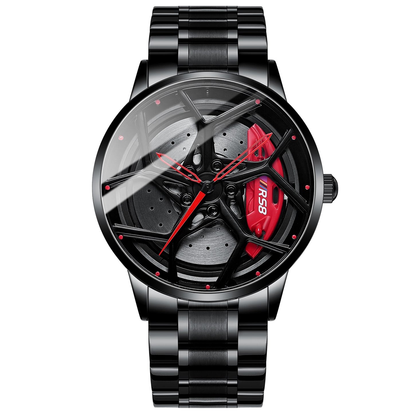 Nektom Audi Style Black Alloy Wheel Rim Quartz Watch.