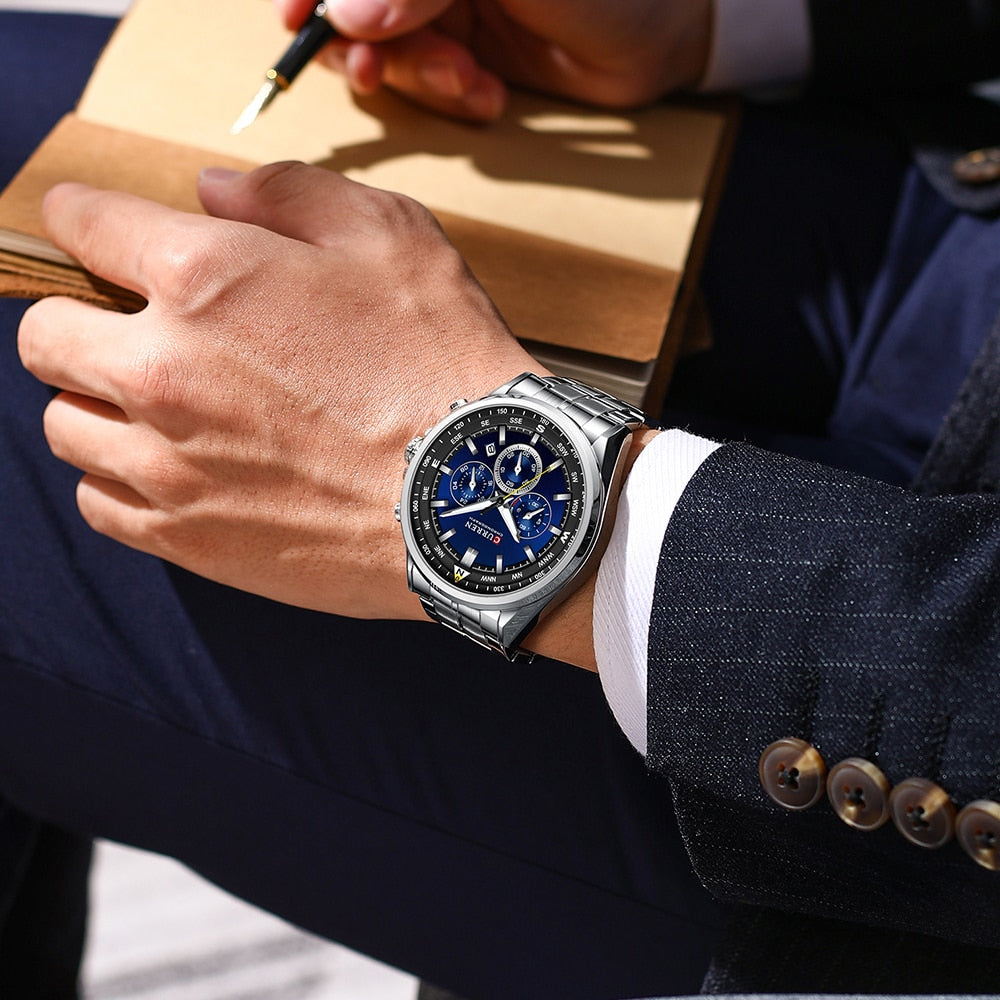 Curren 8399 Stainless Steel Quartz Chronograph.