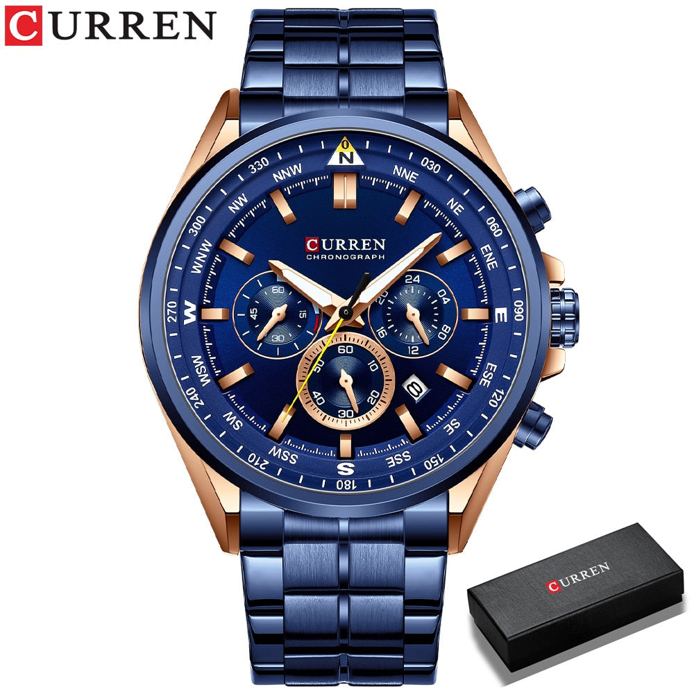 Curren 8399 Stainless Steel Quartz Chronograph.