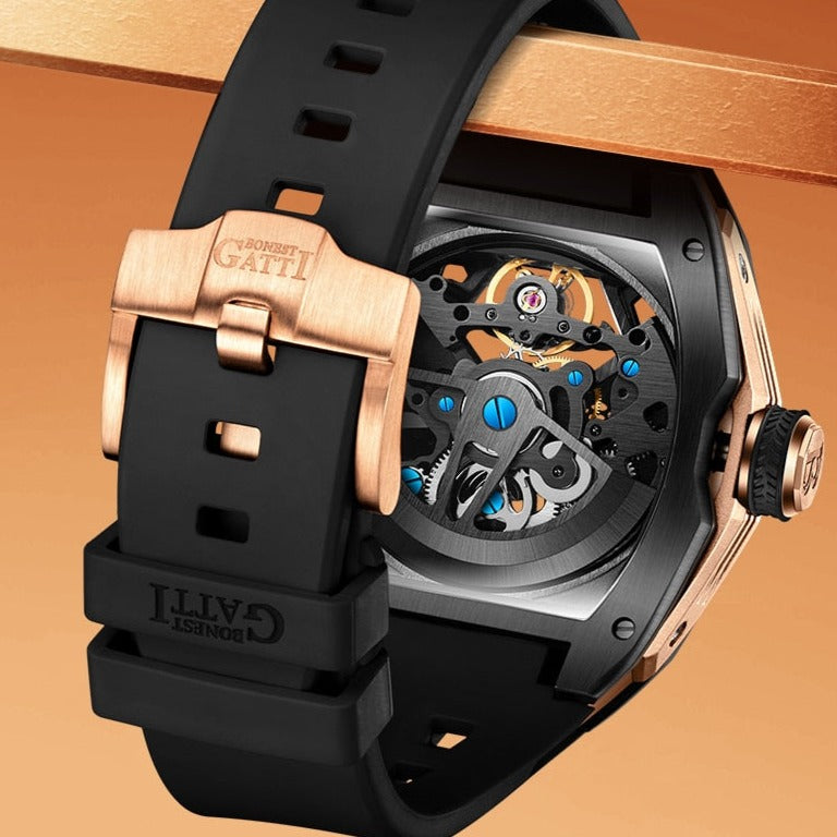 rear View of Bonest Gatti 5501 Mechanical Stainless Steel Automatic Watch from fiveto.co.uk