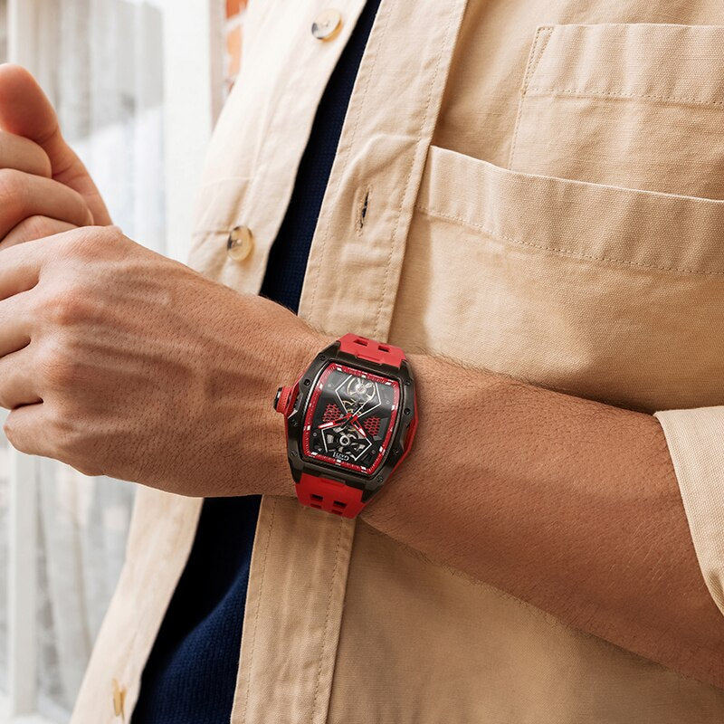 Red Bonest Gatti 5501 Mechanical Stainless Steel Automatic Watch from fiveto.co.uk