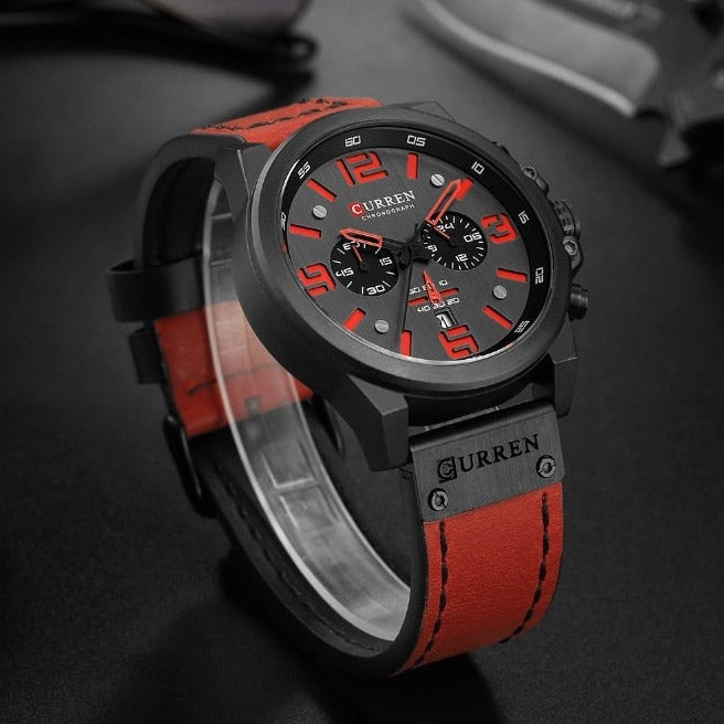 Curren Model 8314 Quartz Sports Chronograph with Leather Strap