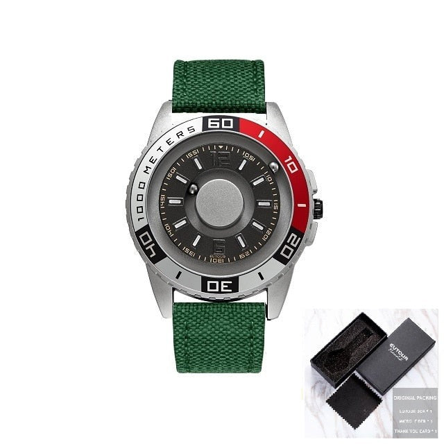 Eutour Model 25 Innovative Magnetic Ball Design Quartz Metal Watch available from FiveTo.co.uk
