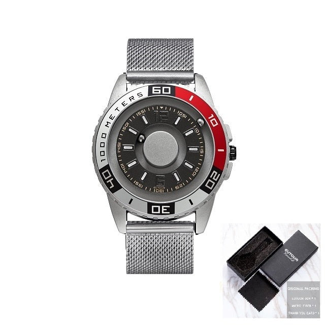 Eutour Model 25 Innovative Magnetic Ball Design Quartz Metal Watch available from FiveTo.co.uk