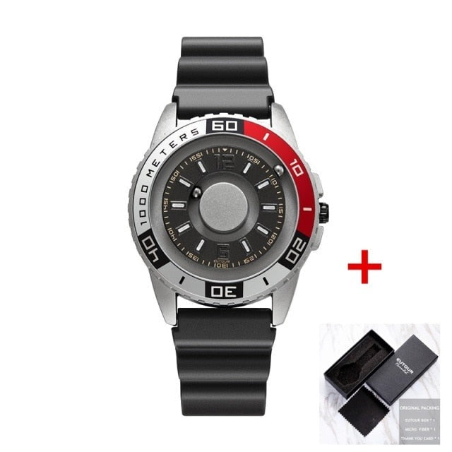Eutour Model 25 Innovative Magnetic Ball Design Quartz Metal Watch available from FiveTo.co.uk