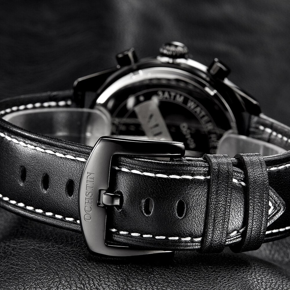 Ochstin Sports Date Quartz Chronograph Leather Strap.