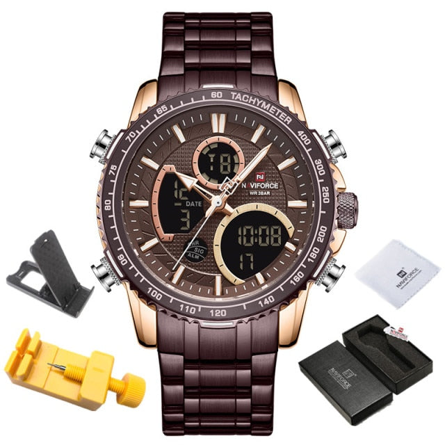 Brown Naviforce 9182 Sport Chronograph Analogue Digital Display watch from fiveto.co.uk