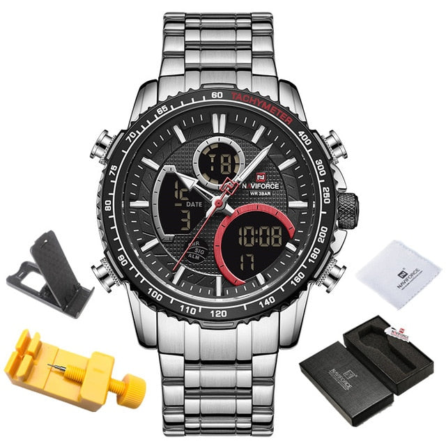 Naviforce 9182 Sport Quartz Chronograph Analogue Digital Display.