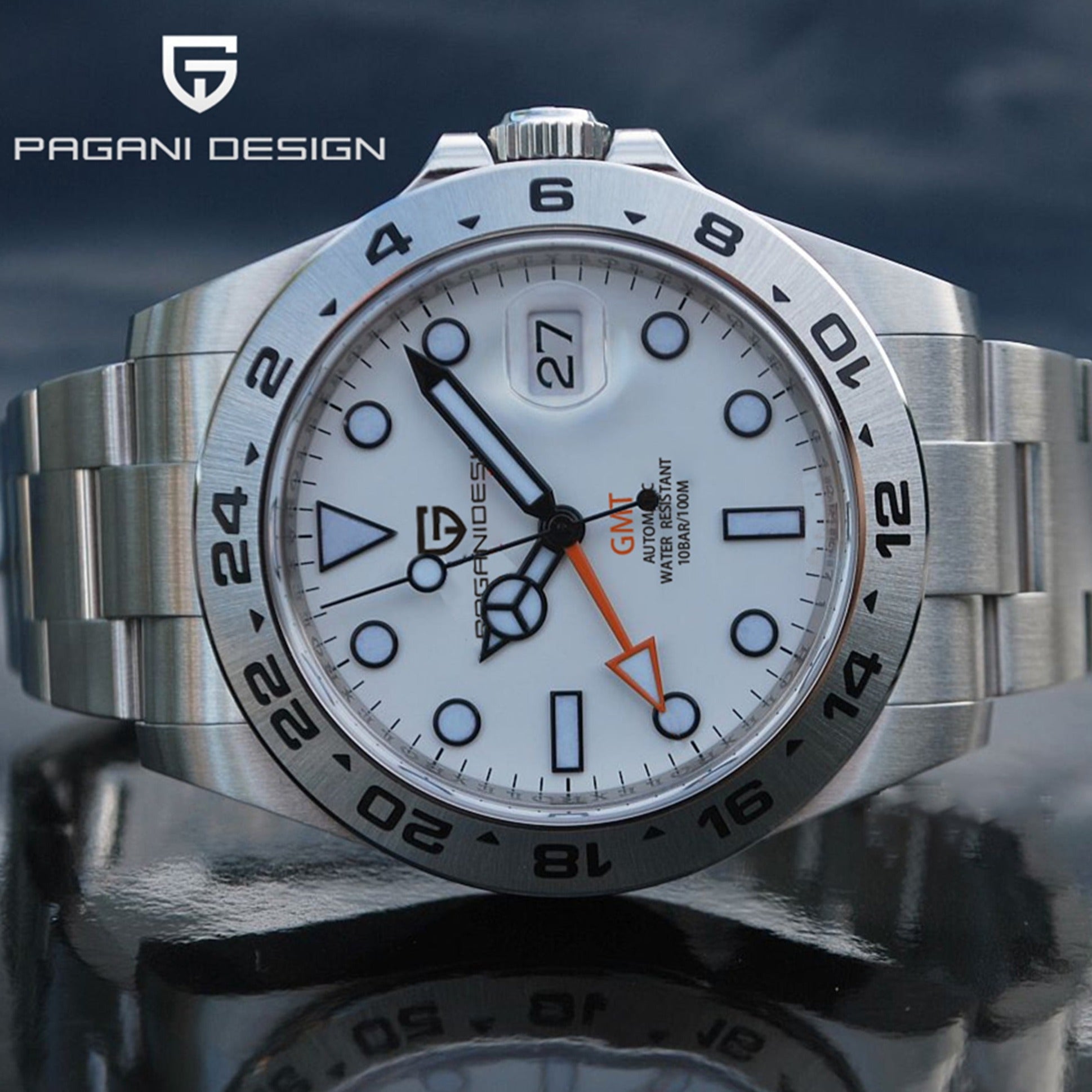 Pagani Design Model 1682 Stainless Steel Automatic Waterproof Mechanical 42m Watch available from FiveTo.co.uk