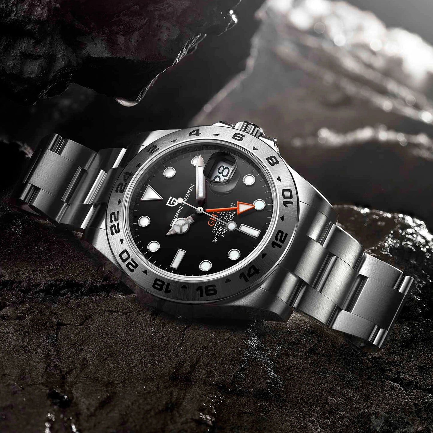 Pagani Design Model 1682 Stainless Steel Automatic Waterproof Mechanical 42m Watch available from FiveTo.co.uk