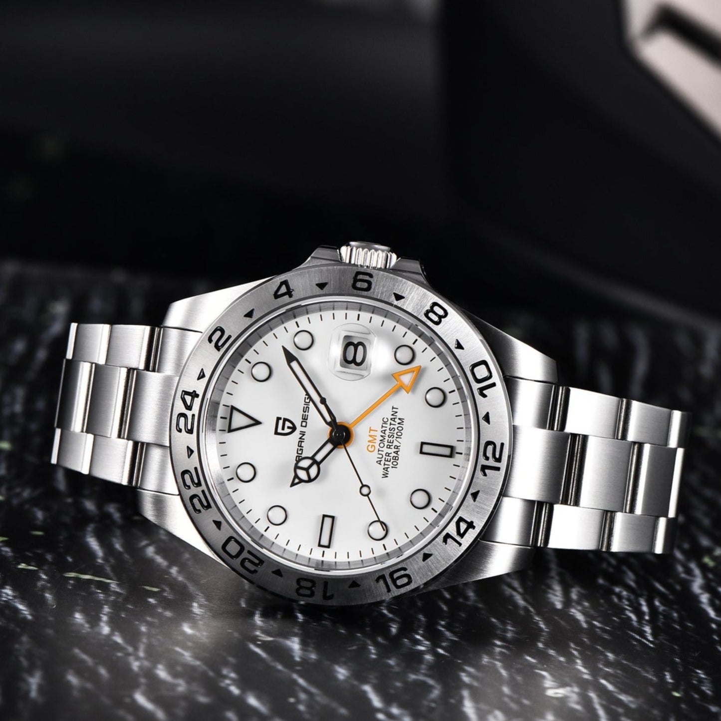 White Pagani Design Model 1682 Stainless Steel Automatic Waterproof Mechanical 42m Watch available from FiveTo.co.uk