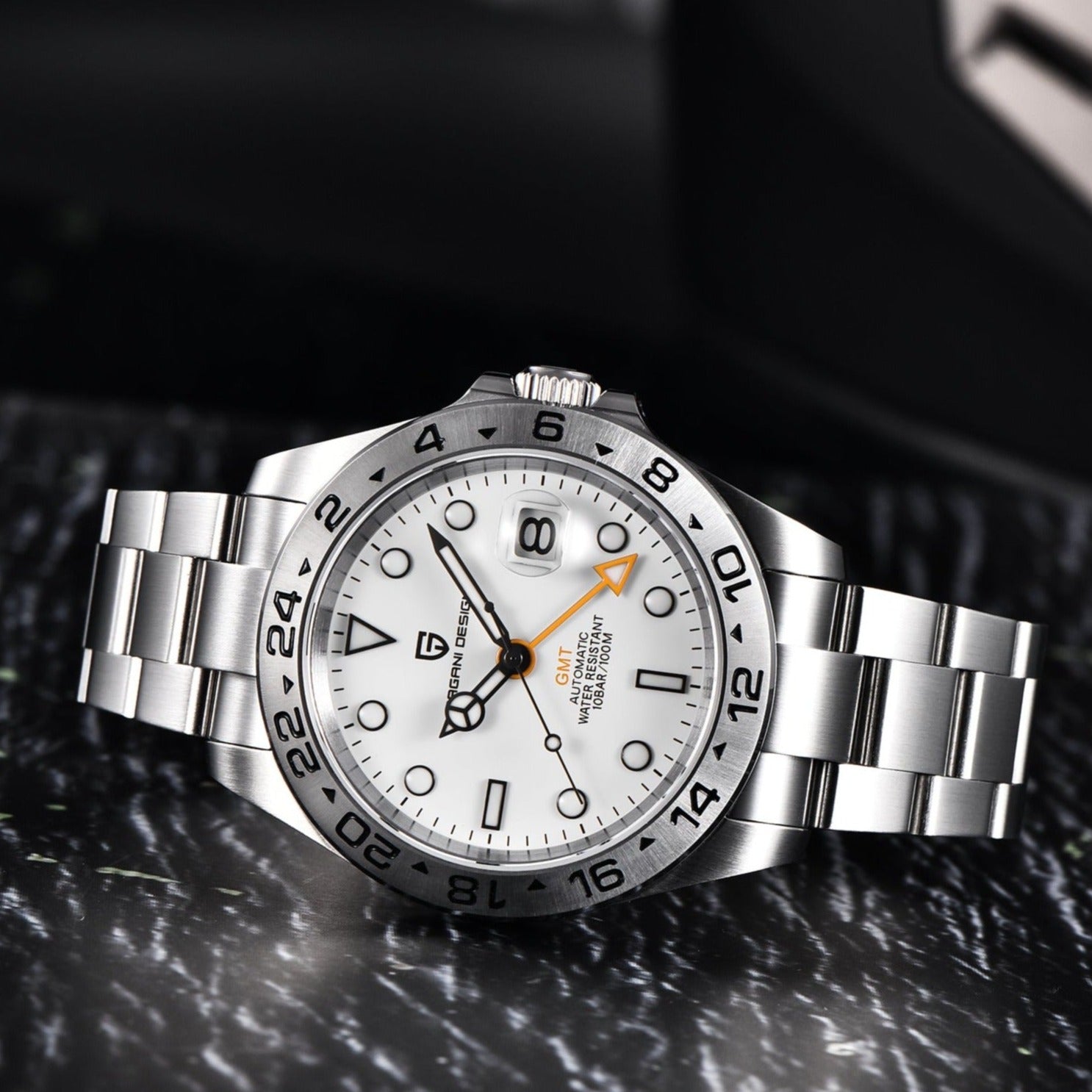 White Pagani Design Model 1682 Stainless Steel Automatic Waterproof Mechanical 42m Watch available from FiveTo.co.uk