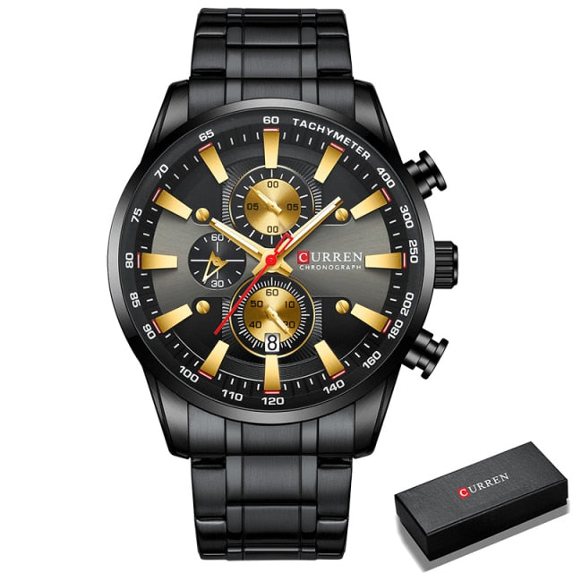 Curren Model 8351 Quartz Sport Chronograph Stainless Steel Watch available from FiveTo.co.uk