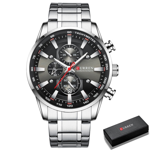 Curren Model 8351 Quartz Sport Chronograph Stainless Steel Watch available from FiveTo.co.uk