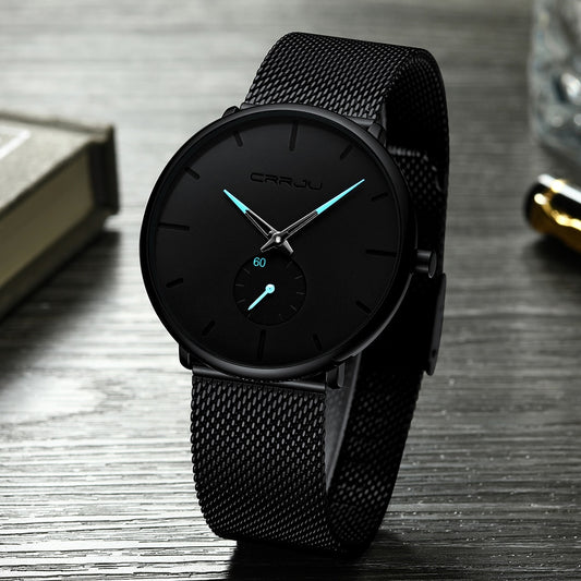 Blue Hands Crrju 2150 Minimalist Ultra Thin Design Quartz Watch available from FiveTo.co.uk