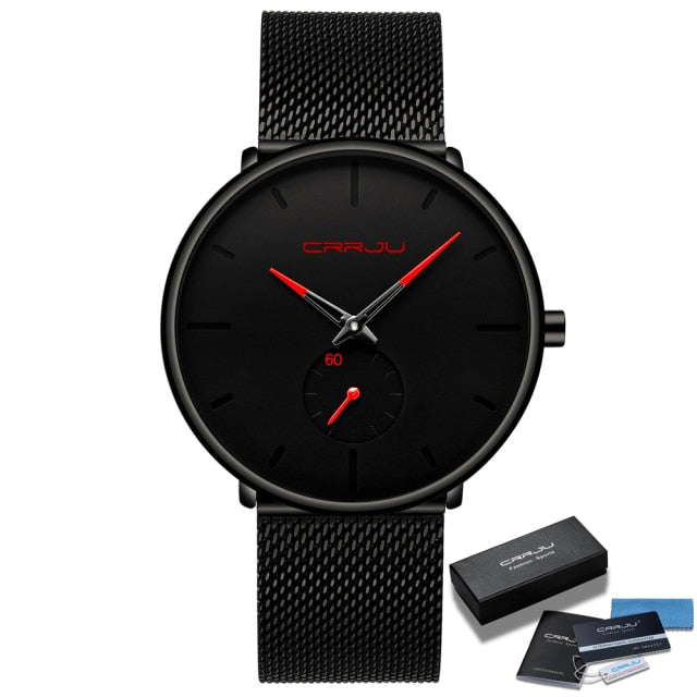 Crrju 2150 Minimalist Ultra Thin Design Quartz Watch available from FiveTo.co.uk
