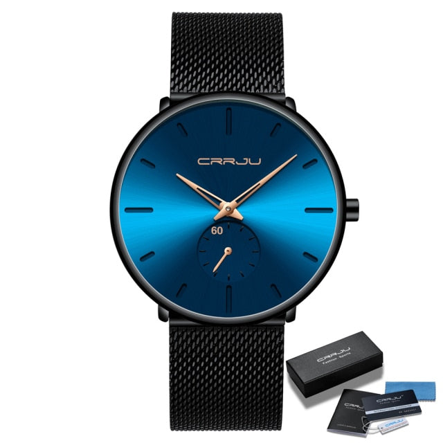 Crrju 2150 Minimalist Ultra Thin Design Quartz Watch available from FiveTo.co.uk