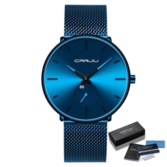 Crrju 2150 Minimalist Ultra Thin Design Quartz Watch available from FiveTo.co.uk