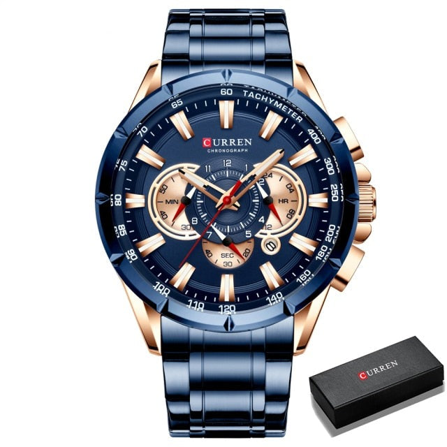 Curren Model 8363 Sport Chronograph Stainless Steel Quartz Watch available from FiveTo.co.uk