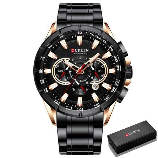 Curren Model 8363 Sport Chronograph Stainless Steel Quartz Watch available from FiveTo.co.uk