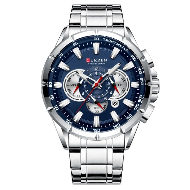 Curren Model 8363 Sport Chronograph Stainless Steel Quartz Watch available from FiveTo.co.uk
